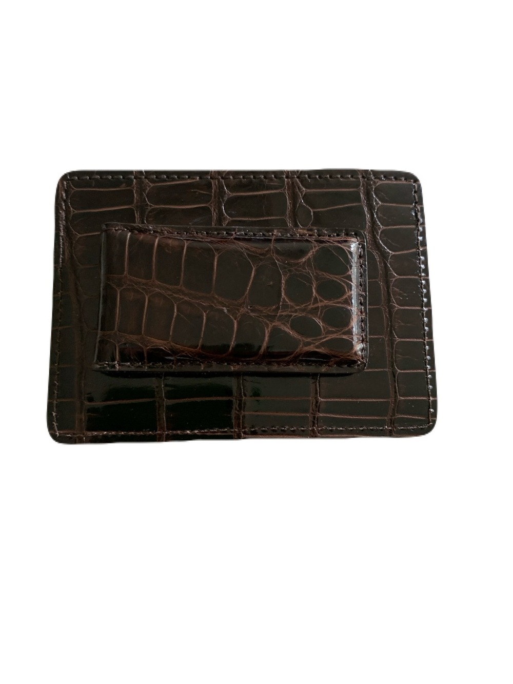 Made in USA Men’s Alligator Leather Sports Money Clip Credit Business Card Case
